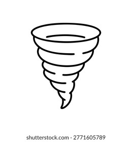 Disaster tornado icon, tornado cyclone and tornado hazard black and white vector