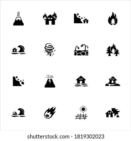 Katastrophen-Vektorsymbole auf weißem Hintergrund