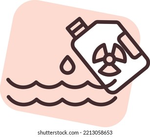 Contaminación del agua de desastre, ilustración, vector sobre fondo blanco.