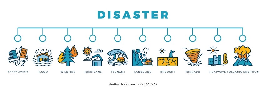 disaster web banner icon in outline style