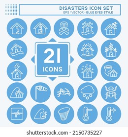 Disasters Icon Set. suitable for nature symbol. blue eyes style. simple design editable. design template vector. simple symbol illustration