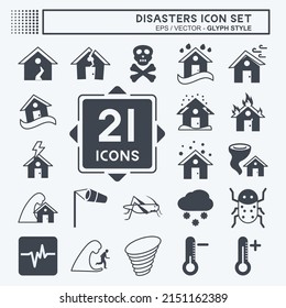 Disasters Icon Set. suitable for nature symbol. glyph style. simple design editable. design template vector. simple symbol illustration