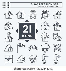 Disaster-Symbolsatz. geeignet für Naturzeichen. Linienstil. einfaches Design bearbeitbar. Designvorlage, Vektor. einfache Symbolillustration