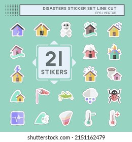 Disasters Sticker line cut Set. suitable for nature symbol. color mate style. simple design editable. design template vector. simple symbol illustration