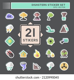 Disasters Sticker Set en la moda aislado en el fondo negro