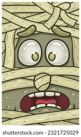 Disbelieving Expression of Mummy Face Expression Character Cartoon. Wallpaper, Cover, Label and Packaging Design. Vector Illustration