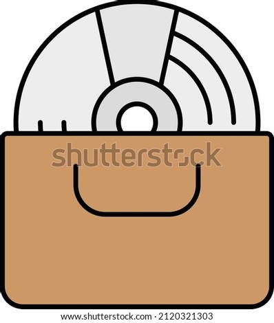 Disc with Bag Vector Color Icon Design, Video blogger Symbol, vlogger or videography equipment Sign, motion pictures and film maker Stock illustration, Blu Ray Disk Concept, Compact 
