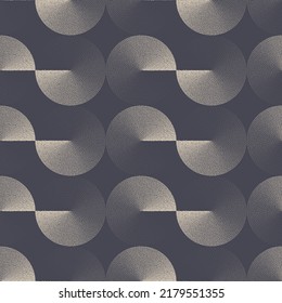 Disc Bauhaus Design Graphic Seamless Pattern Vector Geometric Abstract Background. Art Deco Retro Futuristic Ellipses Structure Repetitive Grey Wallpaper. Half Tone Art Circles Continuous Illustration svg