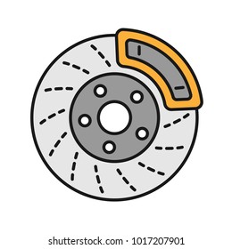 Disc brake with caliper color icon. Isolated vector illustration