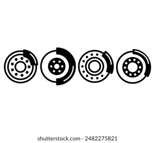 disc brake car automotive icon symbol sign vector design black white color simple modern illustration collection set