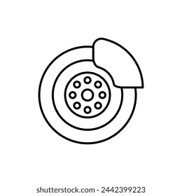 icono de línea plana de freno de disco, icono de servicio automático sobre fondo blanco..eps