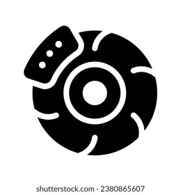 disc brake glyph icon illustration vector graphic. Simple element illustration vector graphic, suitable for app, websites, and presentations isolated on white background