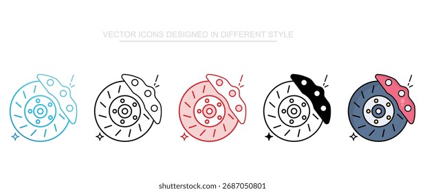 Design de ícone de freio de disco com ilustração de estoque de fundo branco
