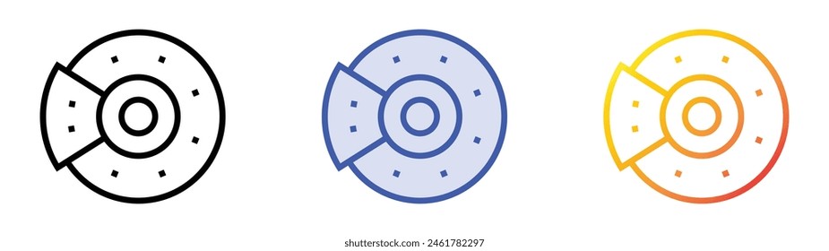 disc brake icon. Linear, Blue Fill and Gradient Style Design Isolated On White Background