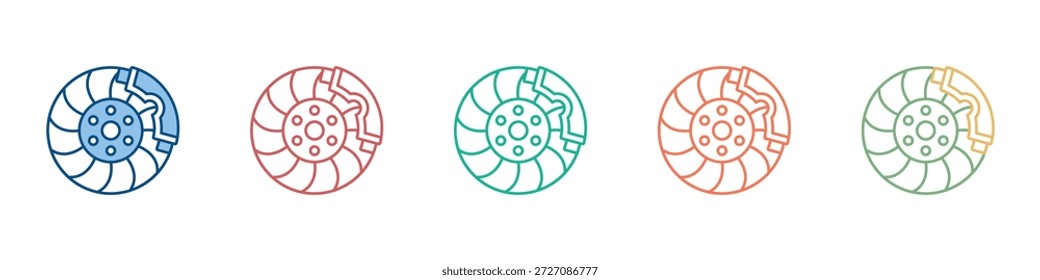 Conjunto de iconos de freno de disco Colección de estilo múltiple