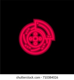 Disc brake red glowing neon ui ux icon. Glowing sign logo vector