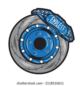 Disc brake shock absorber vector illustrator image for t-shirt designs, logos, icons, etc.