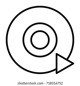 Disc CD DVD line icon and play sign. 96x96 for Web Graphics and Apps.  Simple Minimal Pictogram.Vector 