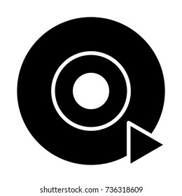 Disc CD DVD silhouette icon and play sign. 96x96 for Web Graphics and Apps.  Simple Minimal Pictogram. Vector