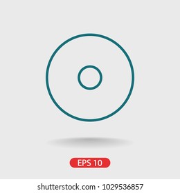 Disc CD icon vector illustration. Linear symbol with thin outline. The thickness is edited. Minimalist style.