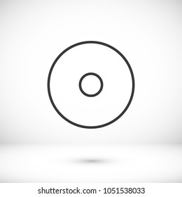Disc CD icon vector illustration. Linear symbol with thin outline. The thickness is edited. Minimalist style.