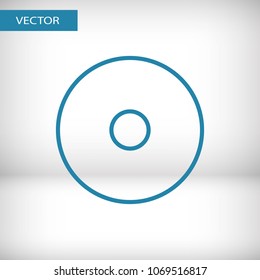 Disc CD icon vector illustration. Linear symbol with thin outline. The thickness is edited. Minimalist style.