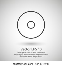 Disc CD icon vector illustration. Linear symbol with thin outline. The thickness is edited. Minimalist style.
