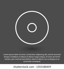Disc CD icon vector illustration. Linear symbol with thin outline. The thickness is edited. Minimalist style.