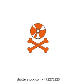 Disc with crossbones. Copyright piracy concept. Flat style icon.