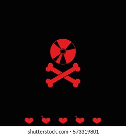 Disc with crossbones. Copyright piracy concept. Flat style icon.