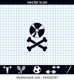 Disc with crossbones. Copyright piracy concept. Flat style icon.