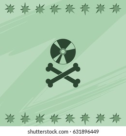 Disc with crossbones. Copyright piracy concept. Flat style icon.