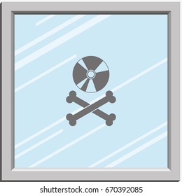 Disc with crossbones. Copyright piracy concept. Flat style icon.