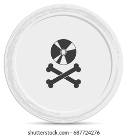 Disc with crossbones. Copyright piracy concept. Flat style icon.