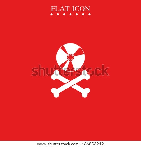 Disc with crossbones. Copyright piracy concept. Flat style icon.