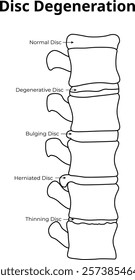 Disc Degeneration Line Art Science Design Vector Illustration Diagram