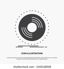Disc, dj, phonograph, record, vinyl Icon. glyph vector gray symbol for UI and UX, website or mobile application