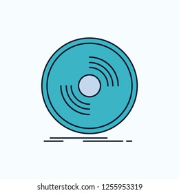 Disc, dj, phonograph, record, vinyl Flat Icon. green and Yellow sign and symbols for website and Mobile appliation. vector illustration