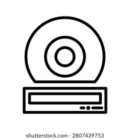 Disc drive icon. Technology and storage device line symbol. Black and white.