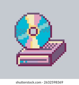 disc drive in pixel art style with isolated background