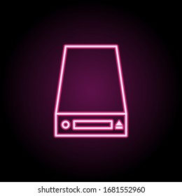 Disc drives neon icon. Simple thin line, outline vector of computer parts icons for ui and ux, website or mobile application