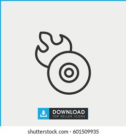 disc flame icon. simple outline disc flame vector icon. on white background.