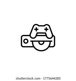 Disc Game console icon  in black line style icon, style isolated on white background