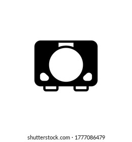 Disc Game console icon in black flat glyph, filled style isolated on white background