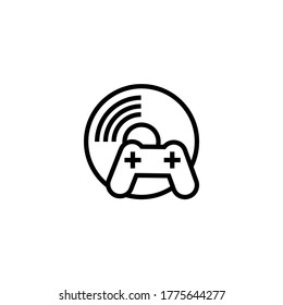 Disc game icon  in black line style icon, style isolated on white background