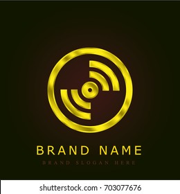 Disc golden metallic logo