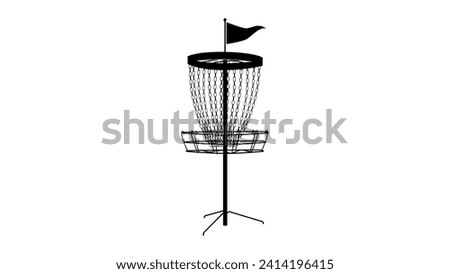 disc golf basket, black isolated silhouette