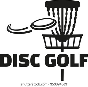 Disc golf with basket and frisbee