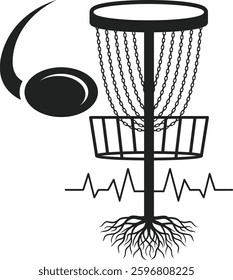 Disc Golf Basket With Frisbee Silhouette, Disc Golf SVG'' Cut Files | Disc Golf Silhouette, Sports Vector,  Disc Golf Basket Silhouette Illustration