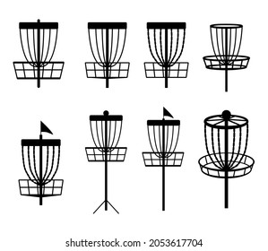 Disc golf basket icon set. Vector illustration isolated on white background